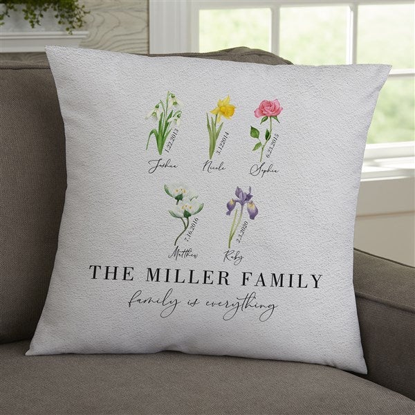 Birth Month Flower Personalized Throw Pillows - 33462