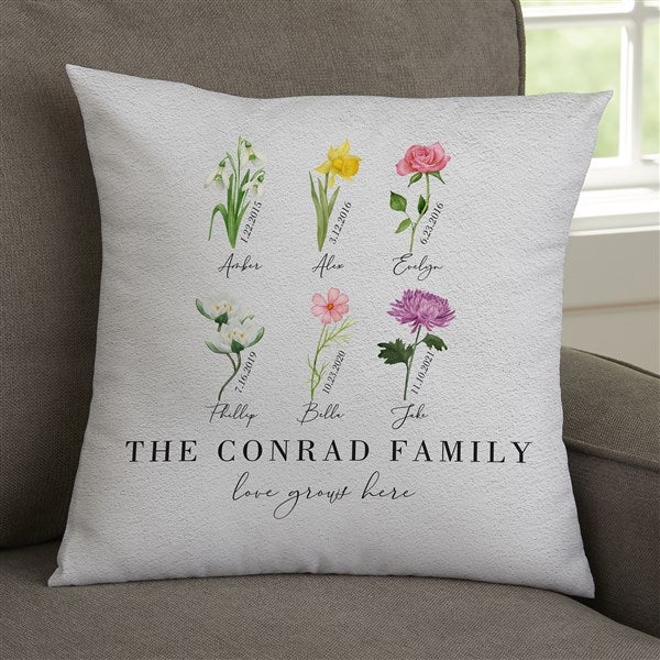 Birth Month Flower Personalized Throw Pillows - 33462