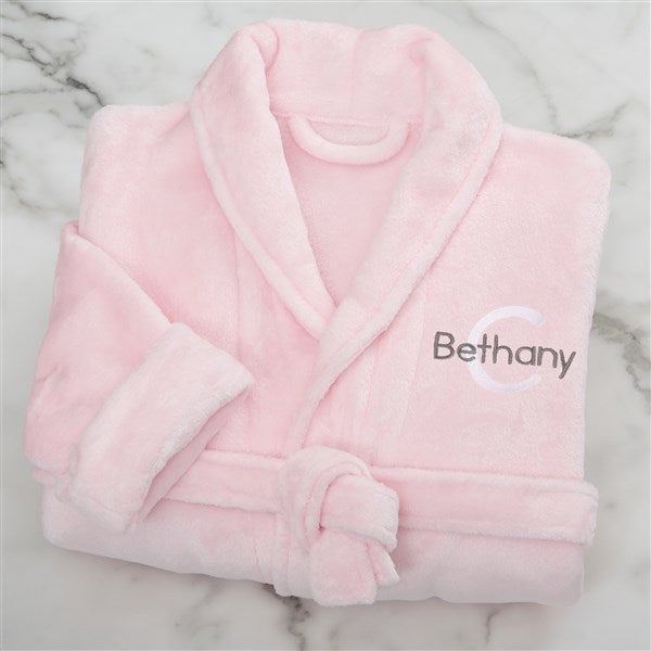 Playful Name Short Embroidered Fleece Robes - 33469