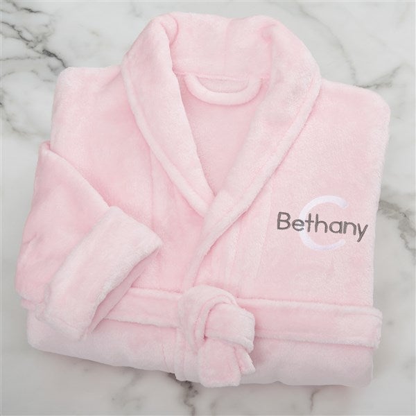 Playful Name Short Embroidered Fleece Robes - 33469