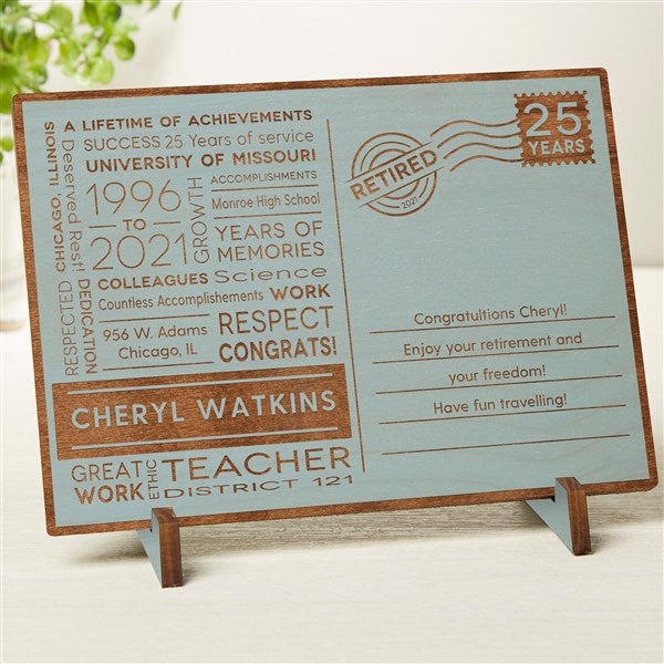 Retirement Memories Personalized Wood Postcard - 33487