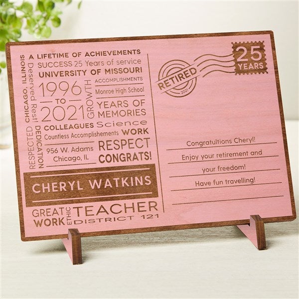 Retirement Memories Personalized Wood Postcard - 33487