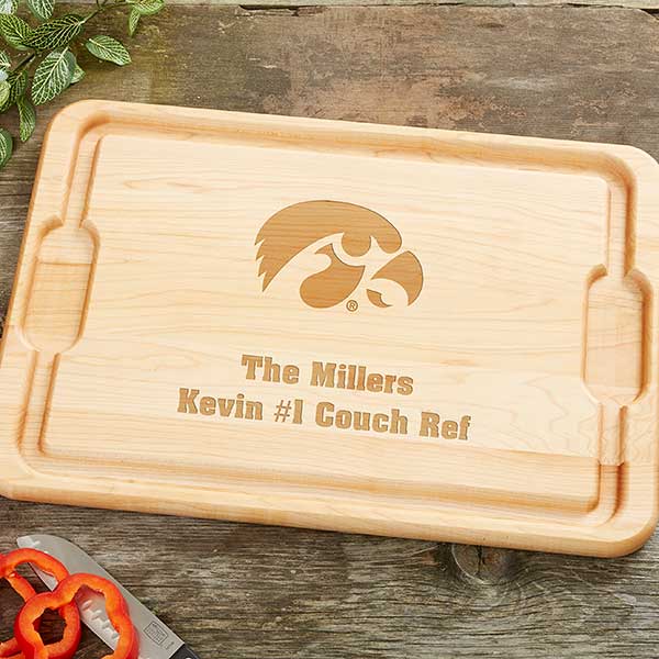 NCAA Iowa Hawkeyes Personalized Maple Cutting Boards - 33490