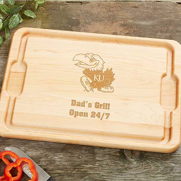 NCAA Kansas Jayhawks Personalized Maple Cutting Boards - 33494