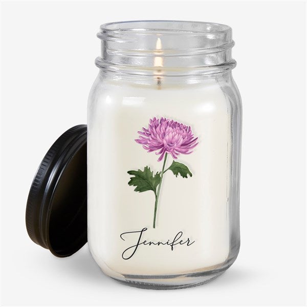 Birth Month Flower Personalized Farmhouse Candle Jar - 33533