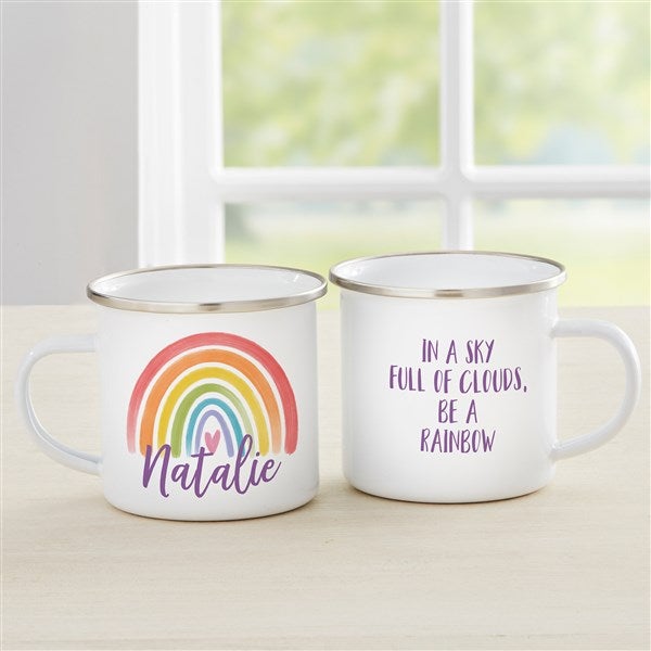 Choice of Camp Mug or Travel Mug with Lid Personalized Kids Personalized Rainbow Camp Mug For Valentine's Day Campmug with Name