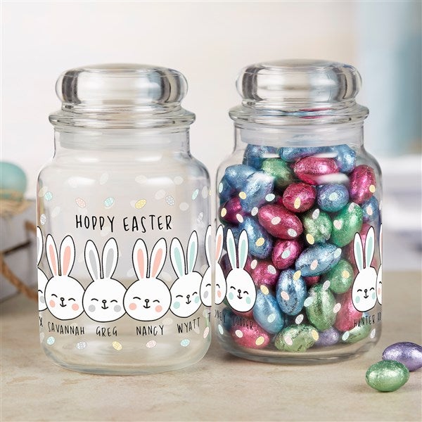 Easter Bunny Family Personalized Glass Easter Candy Jar - 33548