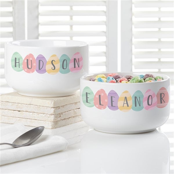 Happy Easter Eggs Personalized Kids Cereal Bowls - 33554