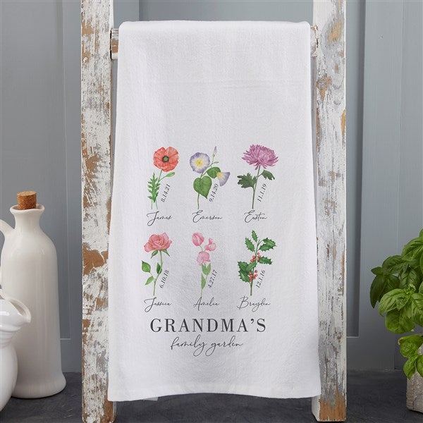 Birth Month Flower Personalized Flour Sack Towel - 33557