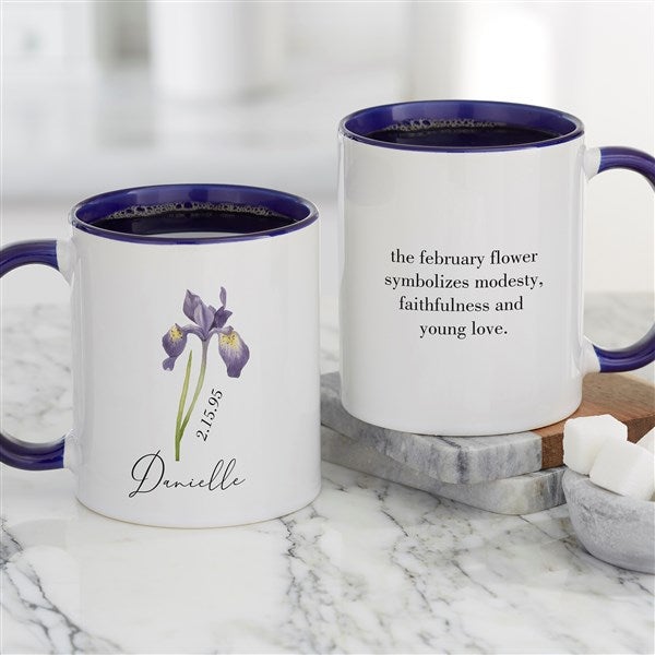 Birth Month Flower Personalized Coffee Mugs - 33558