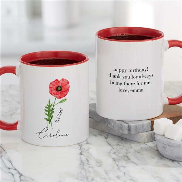 Birth Month Flower Personalized Coffee Mugs - 33558