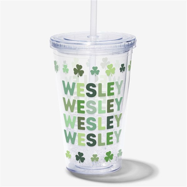 St. Patrick's Day Personalized Insulated Acrylic Tumbler with Straw - 33561