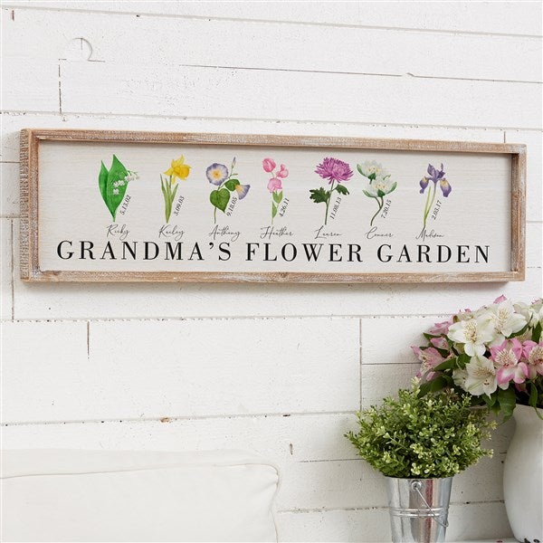 Grandma's Birth Month Flowers Personalized Barnwood Frame Wall Art - 33572