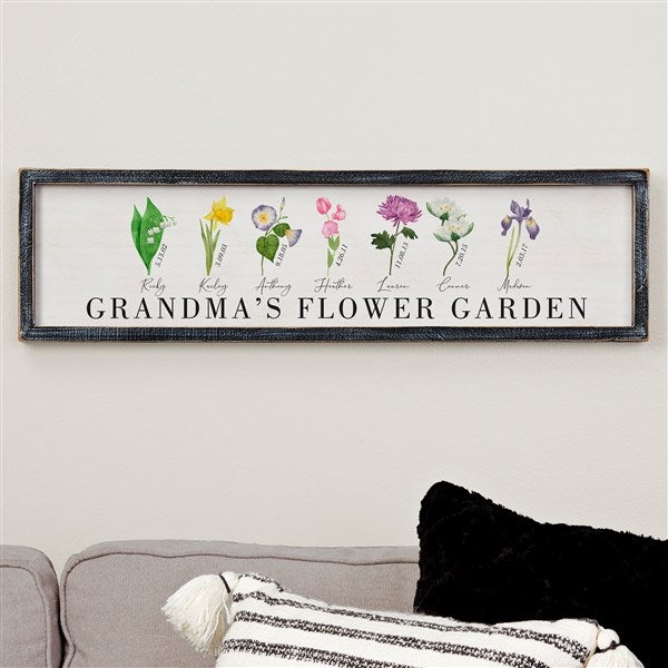 Grandma's Birth Month Flowers Personalized Barnwood Frame Wall Art - 33572