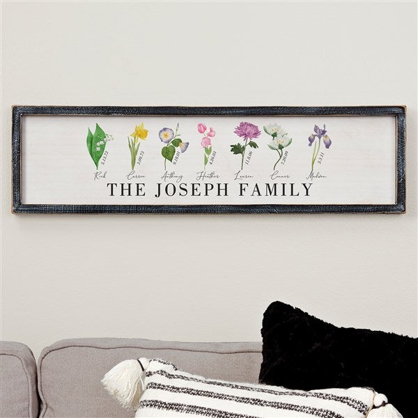 Family Birth Month Flowers Personalized Barnwood Frame Wall Art - 33573