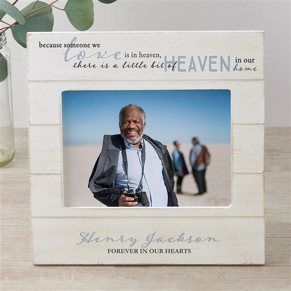 Heaven In Our Home Personalized Memorial Shiplap Picture Frame - 33626