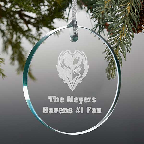 NFL Baltimore Ravens Personalized Glass Ornaments - 33707