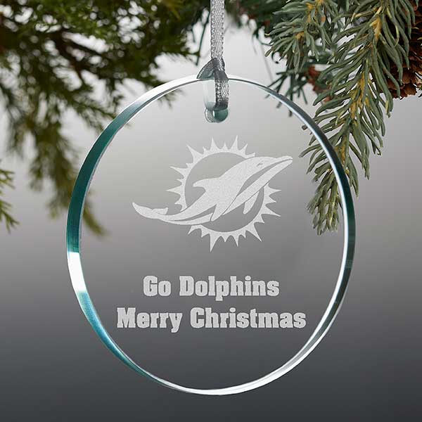 NFL Miami Dolphins Personalized Glass Ornaments - 33723