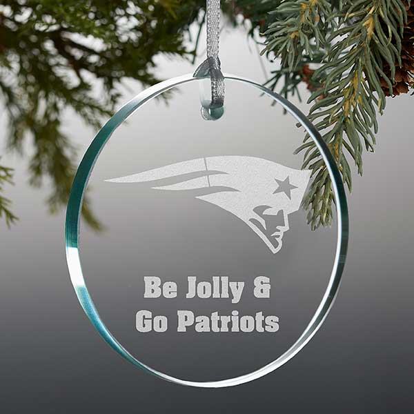 NFL New England Patriots Personalized Glass Ornaments - 33725
