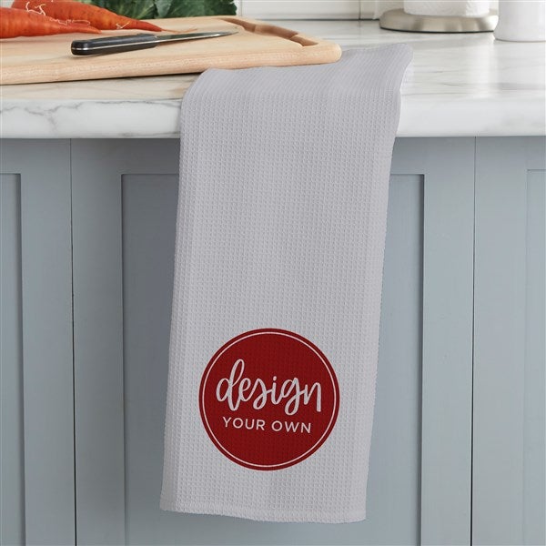 Design Your Own Personalized Waffle Weave Kitchen Towel Grey