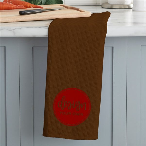 Design Your Own Personalized Waffle Weave Kitchen Towel Brown