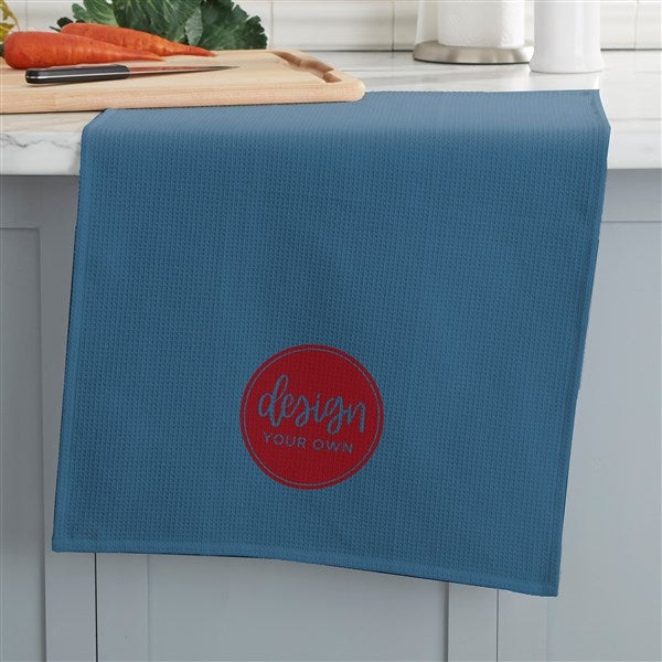 Design Your Own Personalized Waffle Weave Kitchen Towel Slate Blue