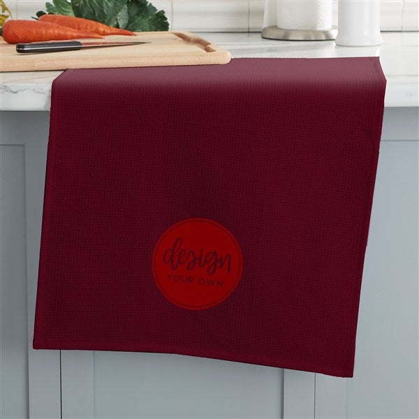 Design Your Own Personalized Waffle Weave Kitchen Towel Burgundy