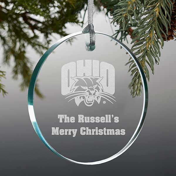 NCAA Ohio Bobcats Personalized Glass Ornaments - 33827
