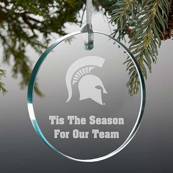 NCAA Michigan State Spartans Personalized Glass Ornaments - 33831