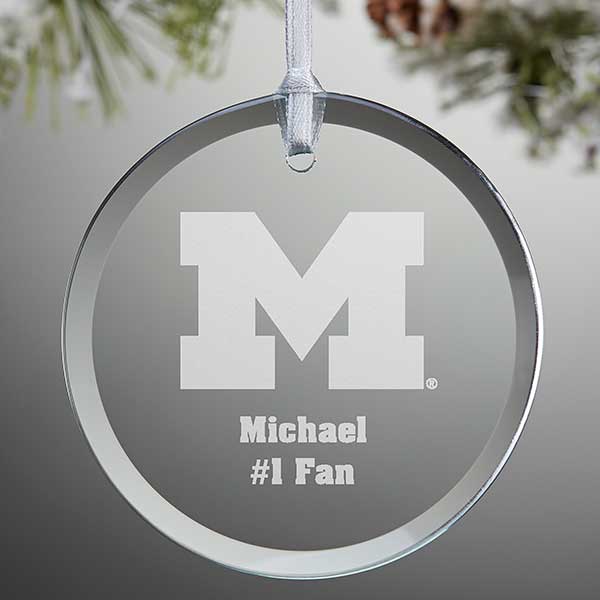 NCAA Michigan Wolverines Personalized Glass Ornaments - 33837