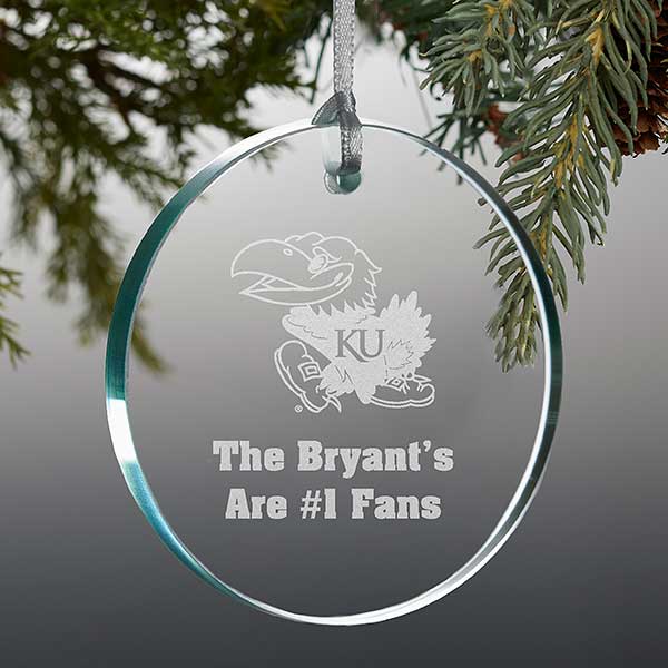 NCAA Kansas Jayhawks Personalized Glass Ornaments - 33846