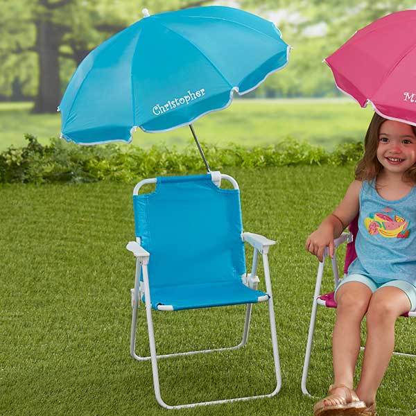 Personalized Kids Beach Chair Umbrella Set Blue Personalized Kids Beach Chair Umbrella Set Blue 3385 B