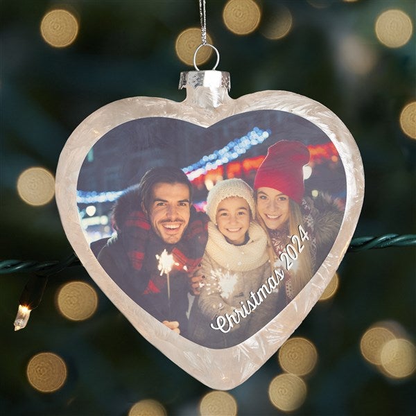 Precious Photo Personalized Lightable Glass Heart Ornament - 33862