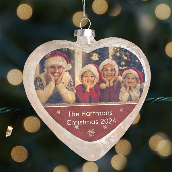 Photo Message Personalized Lightable Glass Heart Ornament - 33865