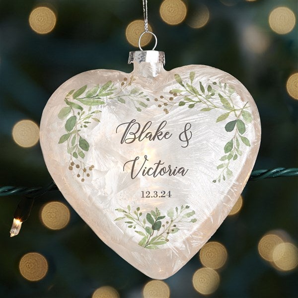 Laurels Of Love Personalized Lightable Glass Heart Ornament - 33866