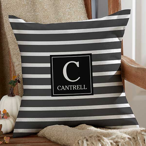 Spellbinding Stripes Personalized Halloween Outdoor Throw Pillow - 33869