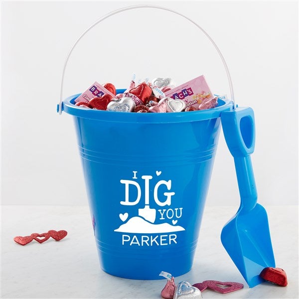 I Dig You Personalized Plastic Beach Pail & Shovel Blue