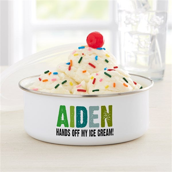 All Mine! Personalized Enamel Bowl with Lid  - 33885