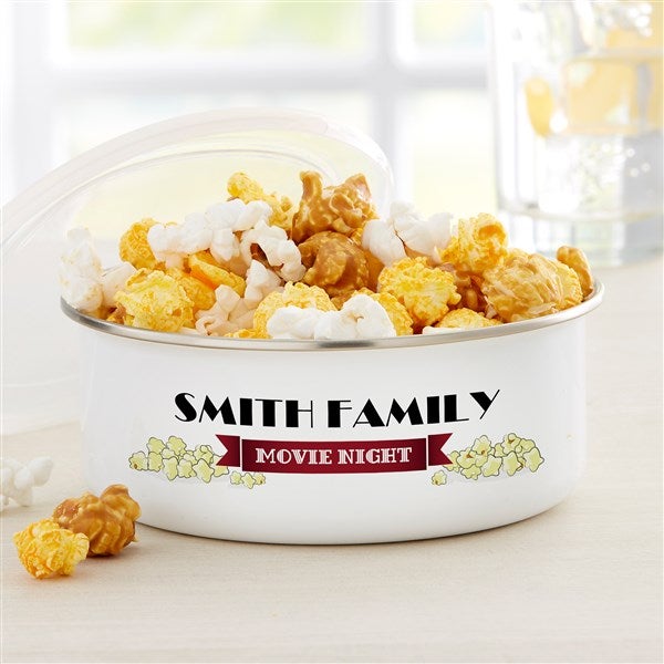 Movie Night Personalized Enamel Bowl with Lid  - 33894