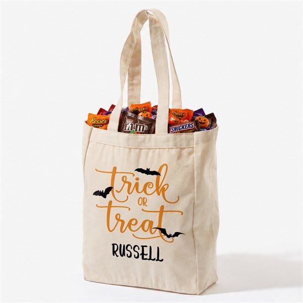 Trick or Treat Personalized Halloween Canvas Tote Bags - 33940