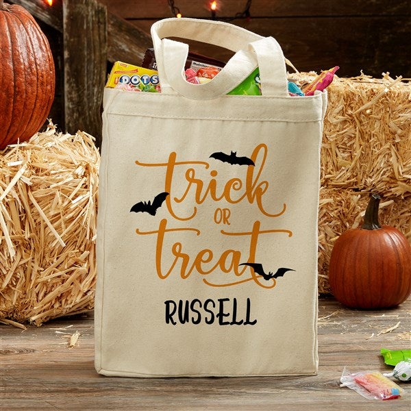 Trick or Treat Personalized Halloween Canvas Tote Bags - 33940