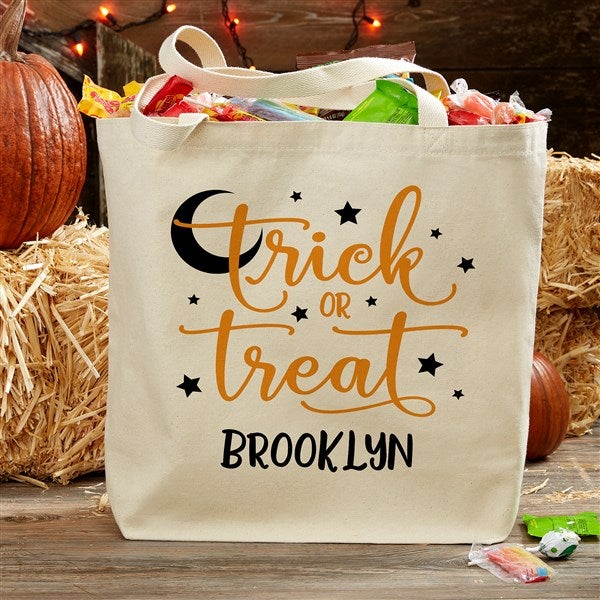 Trick or Treat Personalized Halloween Canvas Tote Bags - 33940
