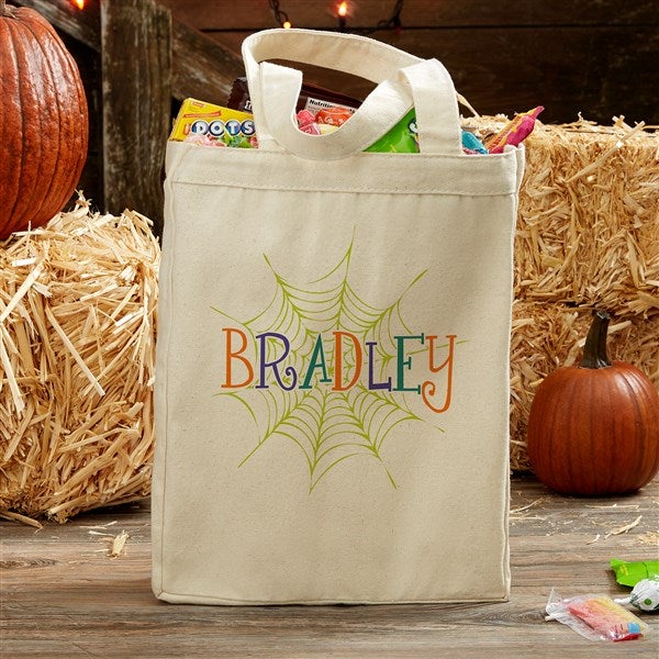 Spider Webs Personalized Halloween Canvas Tote Bags - 33942