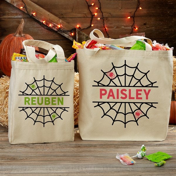 Halloween Spider Web Personalized Canvas Tote Bags - 33945