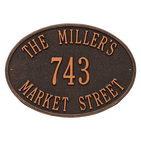 Oval Personalized House Address Plaque - 3402D