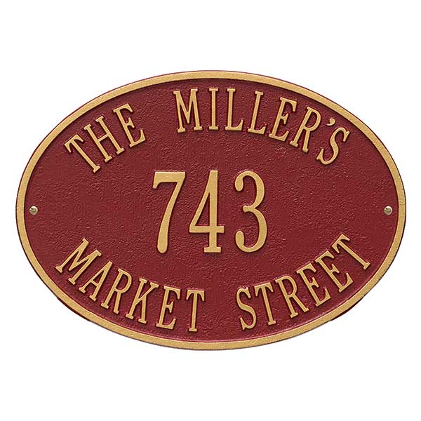 Oval Personalized House Address Plaque - 3402D