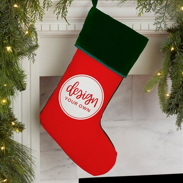 Design Your Own Personalized Green Cuff Christmas Stocking  - 34060