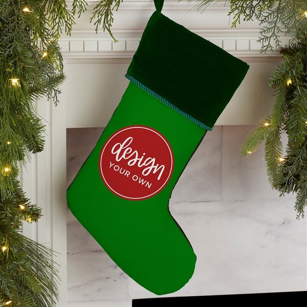 Design Your Own Personalized Green Cuff Christmas Stocking  - 34060