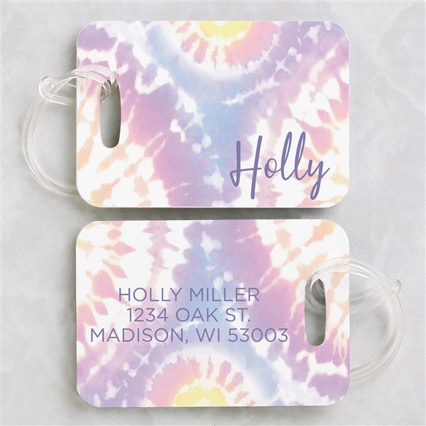 Pastel Tie Dye Personalized Luggage Tags - 2 Pc Set - 34113