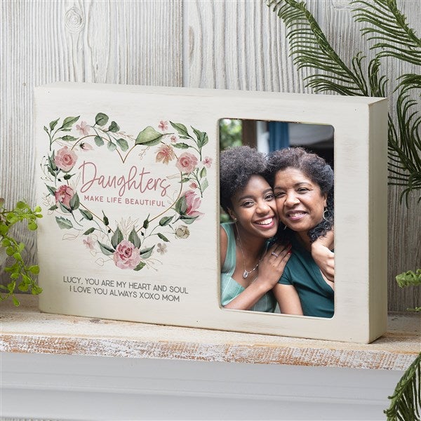 Daughters Personalized Whitewashed Off-Set Box Picture Frame - 34128